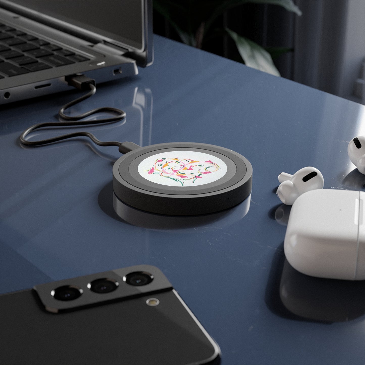 Wireless Charging Pad — Colorful Abstract Swirl Qi Charger