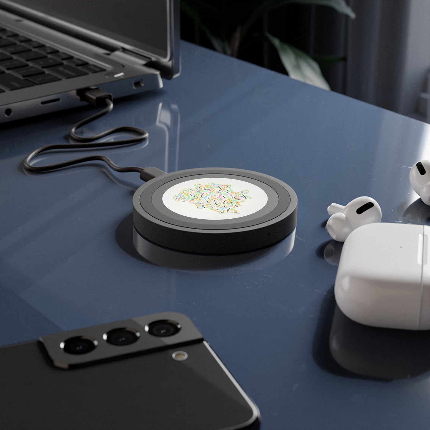 Copy of Copy of Wireless Charging Pad — Colorful Abstract Swirl Qi Charger