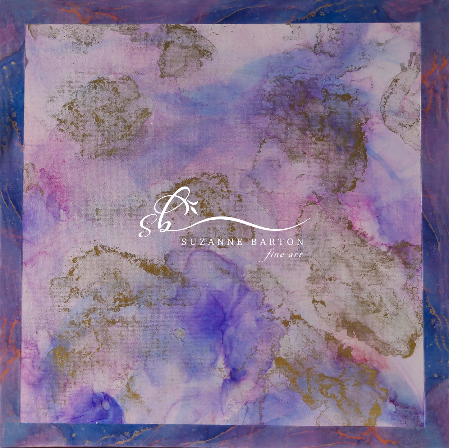 Abstract art image in soft purple and pink hues with veins of gold. Lighter colors than Purple Haze II.