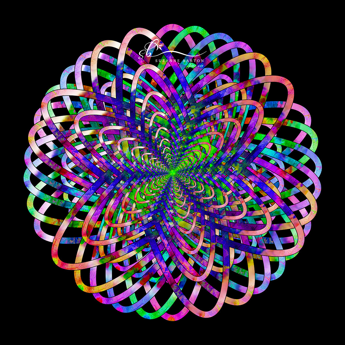 Abstract fine art photography. Beautiful spatial flower finial shape in a vibrant rainbow of colors.