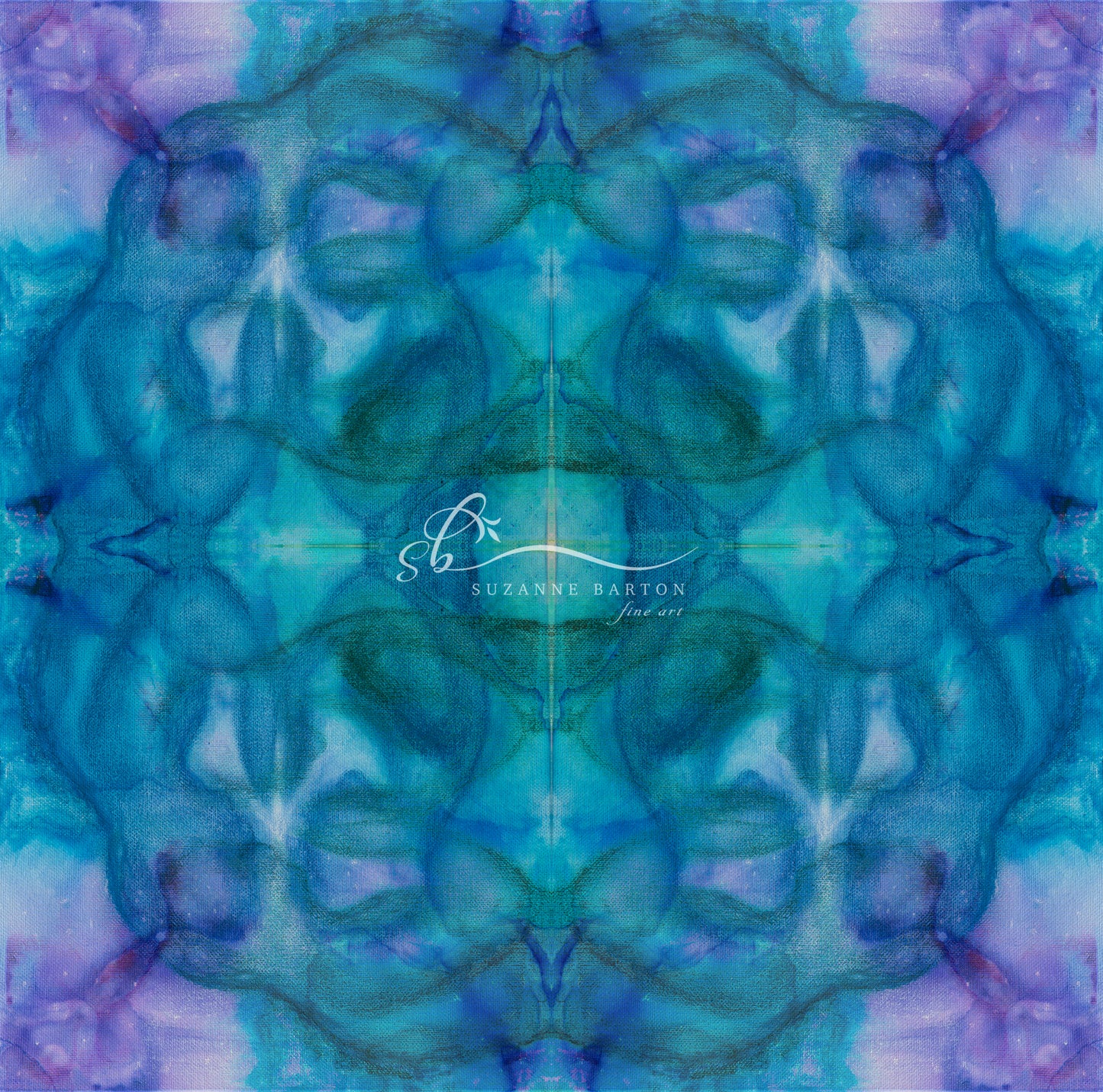 Abstract fine art photography. Beautiful symmetrical mandala shapes in cool blues and purples.