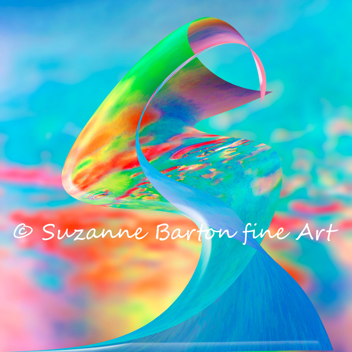 An abstract digital artwork that resembles a boldly colored parrot fish in the water.