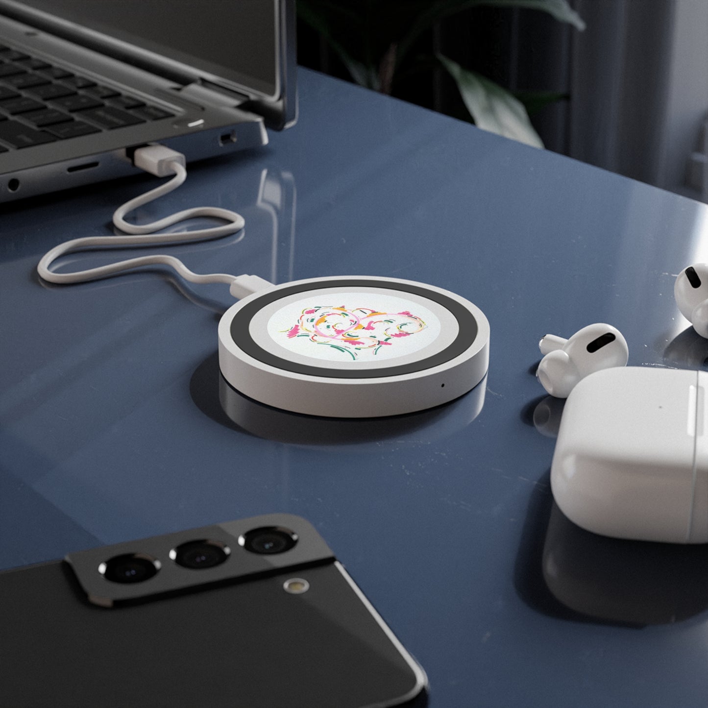 Wireless Charging Pad — Colorful Abstract Swirl Qi Charger