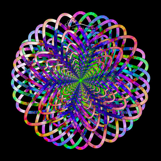 Abstract fine art photography. Beautiful spatial flower finial shape in a vibrant rainbow of colors.